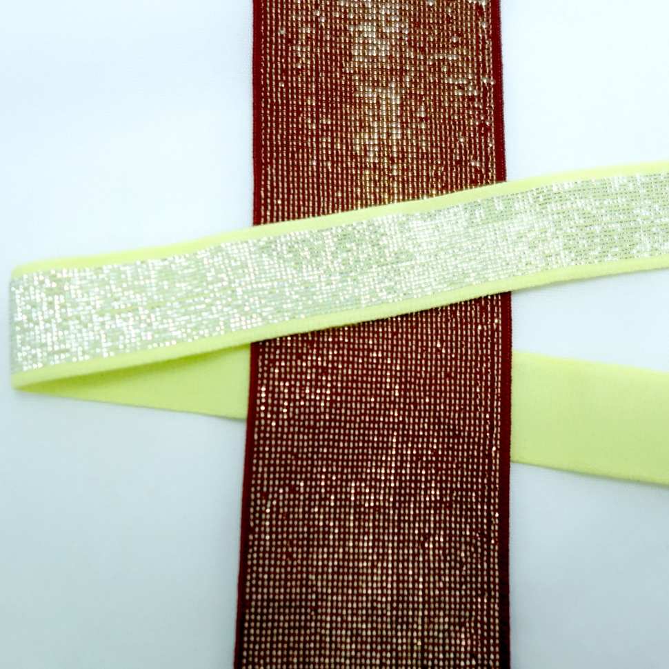 Elastic ribbon with silver lurex